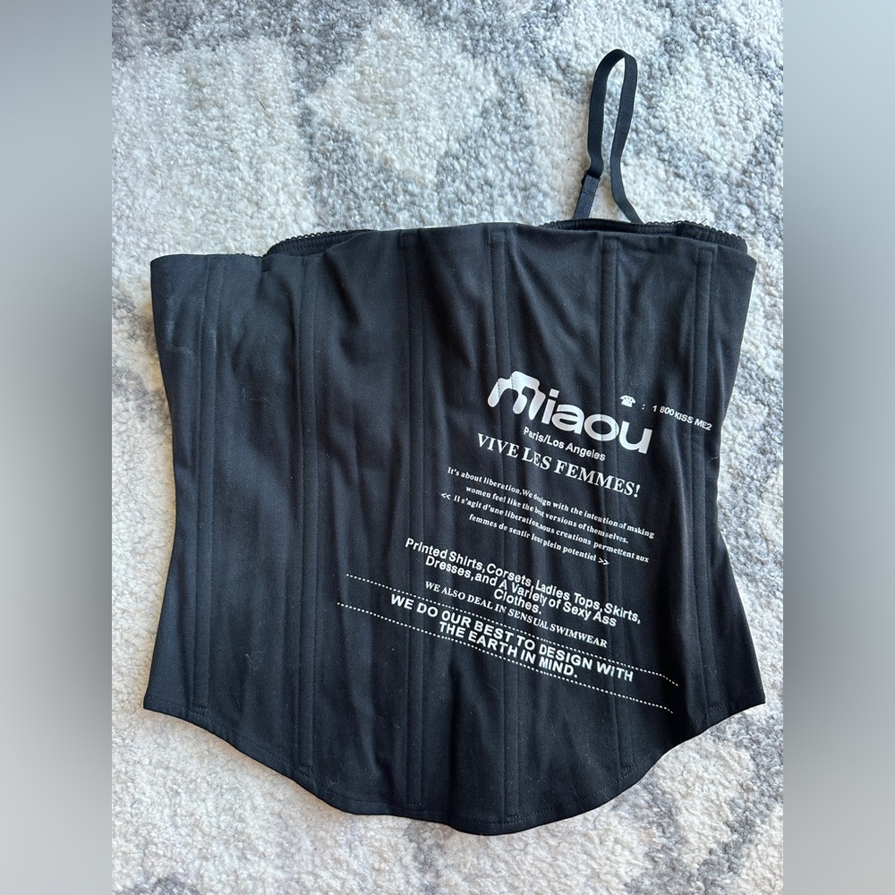 MIAOU  Chuck Brand-Print Stretch-Cotton Corset Small